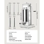 Manual Sausage Stuffer, 33 LBS / 15 L Vertical Meat Stuffer, Heavy Duty Sausage Casing Meat Stuffing Machine, Dual-Speed Stainle