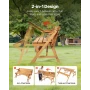 2-in-1 Transforming Interchangeable Picnic Table, Outdoor Wooden Table and Bench Set, Portable Foldable Bench with Umbrella Hole