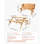 2-in-1 Transforming Interchangeable Picnic Table, Outdoor Wooden Table and Bench Set, Portable Foldable Bench with Umbrella Hole