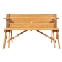 2-in-1 Transforming Interchangeable Picnic Table, Outdoor Wooden Table and Bench Set, Portable Foldable Bench with Umbrella Hole