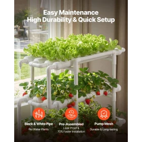 VEVOR Hydroponics Growing System Kit, 3-Tier 108 Sites UPVC Pipe Hydroponic Grow Kit with Timed Irrigation, Thickened Hydroponic