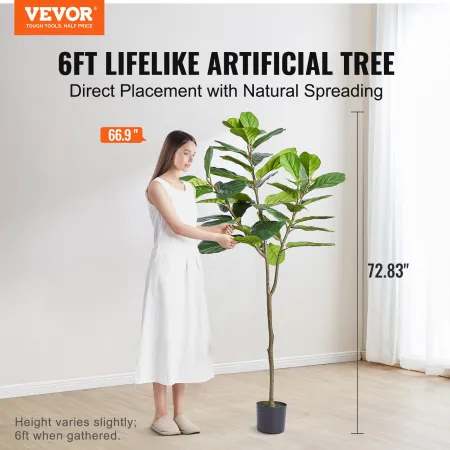 Kunstig fiddleblad Figtræ, 6 ft, Sikker PE-materiale og