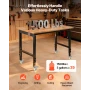 Adjustable Workbench on Wheels, 680 kg Capacity, 122 x 60 cm Oak Wood Top Workbench with 72.5-107.5 Height Adjustment, Heavy-Dut