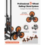 Stair Climbing Cart, 100 kg Stair-Climbing Capacity, Heavy-Duty Folding Trolley Cart with Telescoping Handle, 6 Wheels and 2 Bun