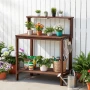 VEVOR Potting Bench Table, Outdoor Gardening Workstation with 91 x 49.5 cm Wood Tabletop, Garden Planting Work Station with Stor