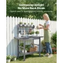 VEVOR Potting Bench Table, Outdoor Gardening Workstation with Sink, 94-140 cm Adjustable Wood Tabletop, Garden Work Station with