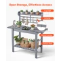 VEVOR Potting Bench Table, Outdoor Gardening Workstation with Sink, 94-140 cm Adjustable Wood Tabletop, Garden Work Station with