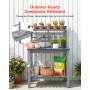Potting Bench Table, Outdoor Gardening Workstation with Sink, 94-140 cm Adjustable Wood Tabletop, Garden Work Station with Stora