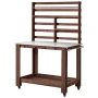 VEVOR Potting Bench Table, Outdoor Gardening Workstation with 115 x 66 cm Stainless Steel Tabletop, Storage Shelves, 4 Casters, 
