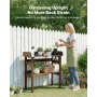VEVOR Pottebænkbord, udendørs havearbejdsplads med 78 x 38 cm træbordplade, opbevaringshylder, kroge, haveplantning
