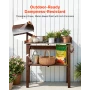 Potting Bench Table, Outdoor Gardening Workstation with 78 x 38 cm Wood Tabletop, Storage Shelves, Hooks, Garden Planting Work S