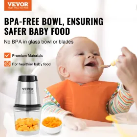 Elektrisk madhakker foodprocessor 2,5 kop glasskål kødkværnmixer