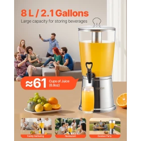 drikkevareautomat, 8L drikkevareautomat til fester, rustfrit