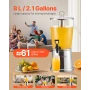 Beverage Dispenser, 8L Drink Dispenser for Parties, Stainless Steel + Plastic Juice Dispensers with Spigot Ice Chamber, Iced Tea