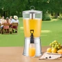 Beverage Dispenser, 8L Drink Dispenser for Parties, Stainless Steel + Plastic Juice Dispensers with Spigot Ice Chamber, Iced Tea