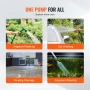 Water Transfer Pump, 12V DC 23 L/min(360 GPH) 75W(1/10HP), Portable Electric Utility Pump with 183cm / 6 ft Suction Hose Kit, Im