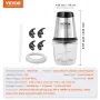 Electric Food Chopper Food Processor 2.5 Cup Glass Bowl Meat Grinder Mixer