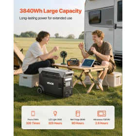 VEVOR Portable Power Station, 3600W 3840Wh Power Station Solar Generator with 10 Output Ports & Adjustable Input Power, Expandab