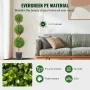 Artificial Topiaries Boxwood Trees, 48 inch Tall (2 Pieces), 3 Ball-Shape Faux Topiaries Plant with Planters, Green Feaux Plant 