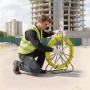 Fish Tape Fiberglass, 100M 6.3MM, Duct Rodder Fishtape Wire Puller with Stand, Cable Running Rod with Locking Mechanism, Fishing