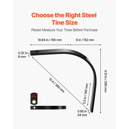 VEVOR stenrivetænder, 6 pakke 1" x 5/16" boltmonterede landskabsrivetænder udskiftning, ét bolthul, højstyrke og varmebehandlet