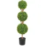 Artificial Topiaries Boxwood Trees, 48 inch Tall (2 Pieces), 3 Ball-Shape Faux Topiaries Plant with Planters, Green Feaux Plant 