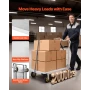 Platform Truck, 907.18 kg Capacity, Heavy Duty Steel Flatbed Cart with Swivel Wheels and Handle, Foldable Platform Hand Push Tru
