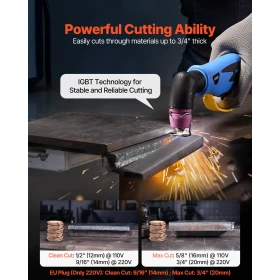 VEVOR Plasma Cutter, 65A Non-Touch Pilot Arc Plasma Cutting Machine, 220V Digital Display IGBT Inverter with 2T/4T Function & Ad