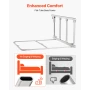 Foldable Bed Rail for Elderly, 97 cm Bedside Assist Rail with Fixing Strap, Adjustable Height Pipe Bedside Cane, High-Strength M