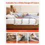 Foldable Bed Rail for Elderly, 97 cm Bedside Assist Rail with Fixing Strap, Adjustable Height Pipe Bedside Cane, High-Strength M