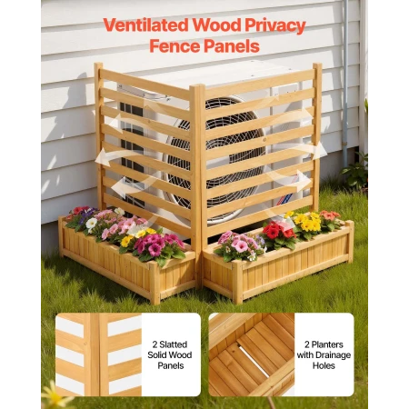 Wooden Privacy Fence, 914 x 1143 mm Air Conditioner Fence, 2