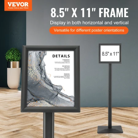 Pedestal Sign Holder, 8.5 x 11 Inch Vertical and Horizontal