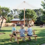 Kids Picnic Table with Umbrella, 3-in-1 Sand & Water Table