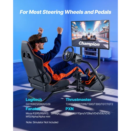 Racing Wheel Stand, Heavy-Duty Simulator Cockpit Steering Wheel