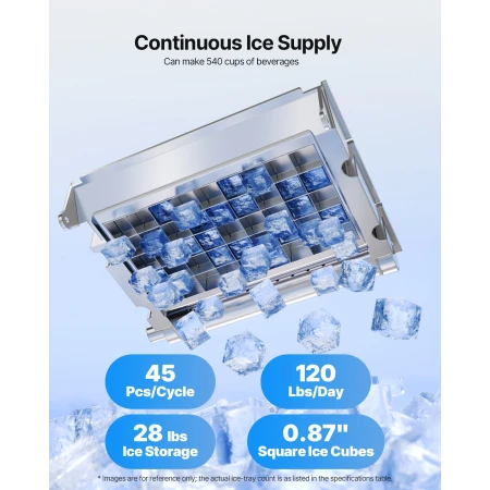 Commercial Ice Maker Machine, 54.43 kg/24h with 12.7kg Storage