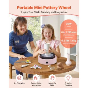 Mini Pottery Wheel, 158 mm Turntable, Forward and Reverse Rotation, Adjustable Speed, Electric Clay Wheel for Kids and Beginners