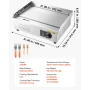 kommerciel elektrisk bageplade, 535 x 300 mm, 3200W, 50-300°C