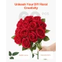 Artificial Flowers, 60 pcs Real Looking Red Foam Fake Roses Bulk, Faux Red Bridal Shower with Stems for DIY Wedding Bouquets, Ho