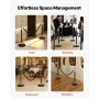 2 Pcs Black Velvet Stanchion Ropes, 1.5 m Crowd Control Stanchion Black Velvet Ropes with Gold Hooks, Post Queue Barrier Carpet 