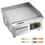 Commercial Electric Griddle, 355 x 300 mm, 2000W, 50-300°C Adjustable Temp Control, Stainless Steel Countertop Full Flat Top Gri