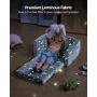 2-in-1 Kids Sofa, Foldable Toddler Soft Couch with Armrests, Glow in the Dark Kids Couch Fold Out with 28D Sponge & Flannel, Con