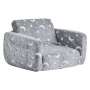 2-in-1 Kids Sofa, Foldable Toddler Soft Couch with Armrests, Glow in the Dark Kids Couch Fold Out with 28D Sponge & Flannel, Con