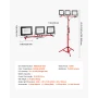 LED arbejdslys med stativ, 15000 lumen, tre-hoved bærbar