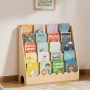 Montessori Bookshelf, 5-Tier Scalloped Kids Bookshelf, Front Facing Toddler Bookcase, Dual Hooks for Hanging Backpacks, Baby Boo