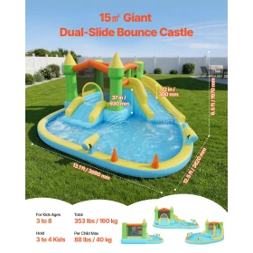 Oppustelig Bounce House, 12,5 x 13,1 x 6,5 ft Oppustelig Bounce