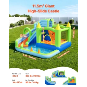 Oppustelig Bounce House, 11,3 x 12,3 x 7,0 ft Oppustelig Bounce