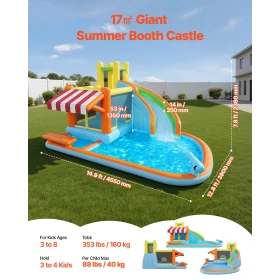 Inflatable Bounce House, 14.9 x 12.8 x 7.8 ft Inflatable Bounce House Water Slide, Bouncer Castle with Castle Bounces, Tall Slid