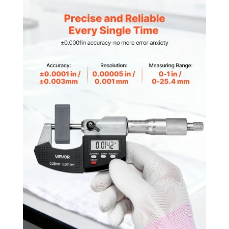 mikrometersæt, digitalt udvendigt mikrometer 0-25,4 mm