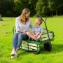 Pull-Along Wagon for Kids,101 cm Toddler Wagons with Foldable Wooden Panel & Handle, Supports up to 250kg, 25.4cm All-Terrain Ti
