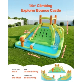 Oppustelig Bounce House, 13,3 x 11,4 x 8,4 fod Oppustelig